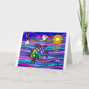 Sea Turtle (blue / pink) Card