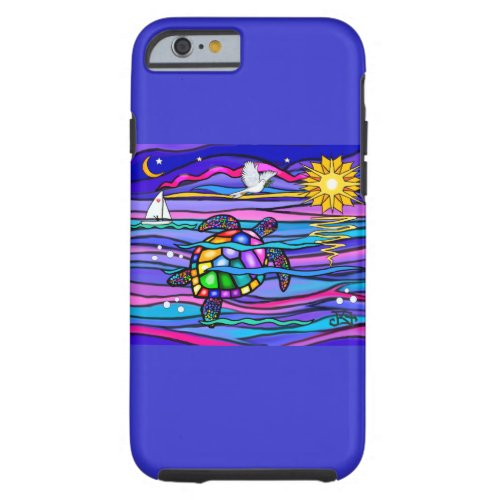Sea Turtle blue  pink Tough iPhone 6 Case