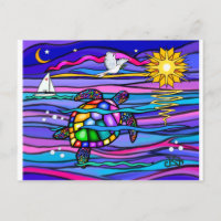 Sea Turtle (blue / pink)