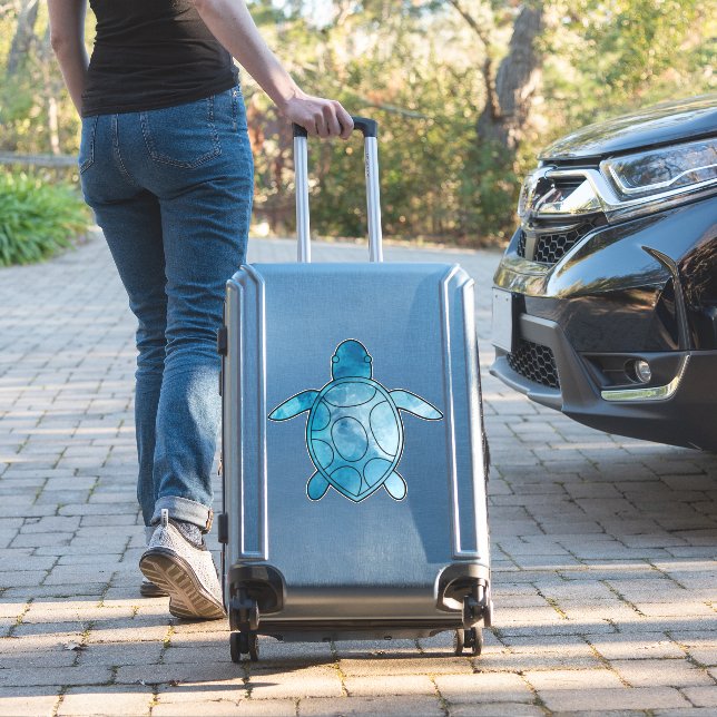 Sea Turtle blue watercolor Sticker (Suitcase Insitu)