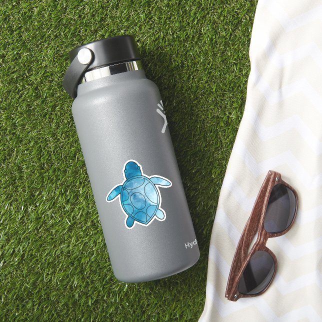 Sea Turtle blue watercolor Sticker (HydroFlask Insitu)