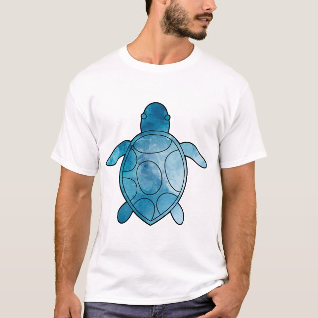 Sea Turtle blue watercolor T-Shirt (Front)