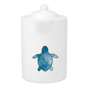 Sea Turtle blue watercolor Teapot