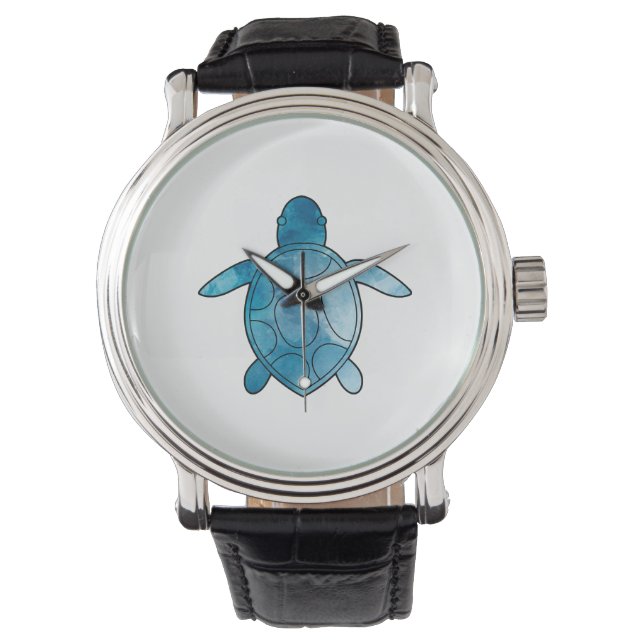 Sea Turtle blue watercolor Watch (Front)