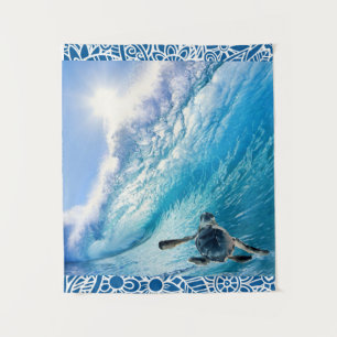 sea turtle Boho wave Tapestry
