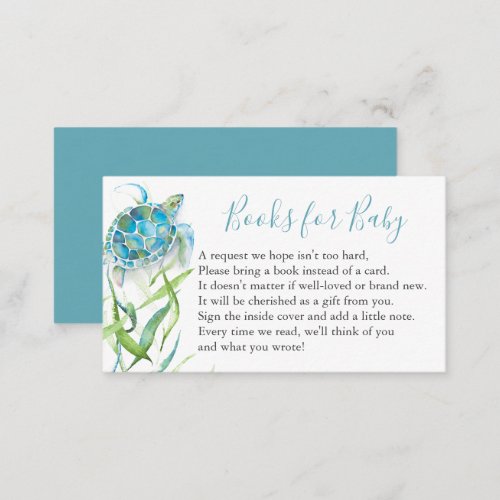 Sea Turtle Book For Baby Invitation Enclosure Card