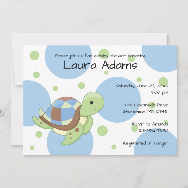Sea Turtle Boy Baby Shower Invitations (Front)