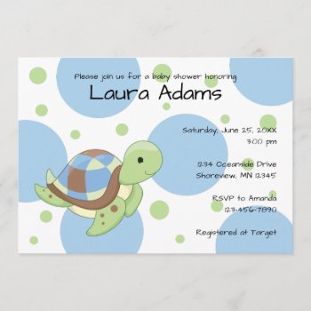Sea Turtle Boy Baby Shower Invitations by InvitingExpression at Zazzle