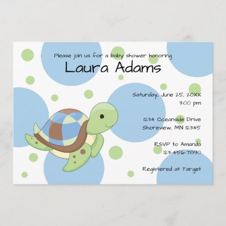 Sea Turtle Boy Baby Shower Invitations