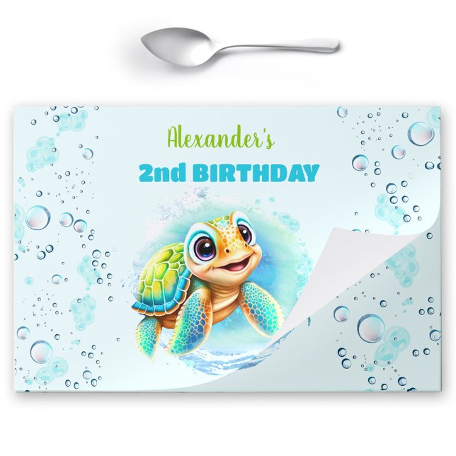 Sea Turtle Boy Birthday Tearaway Paper Placemat (Sea Turtle Boy Birthday Tearaway Paper Placemat)