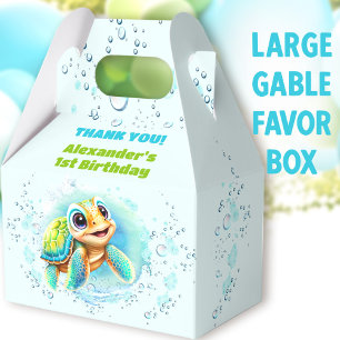 Sea Turtle Boy Pool Party Birthday Large Gable Favor Boxes