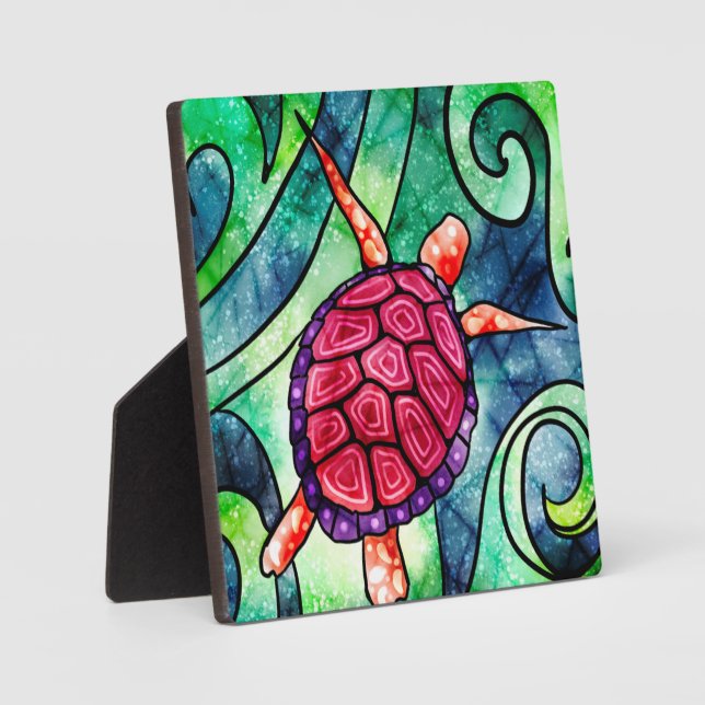 Sea Turtle Bright Colors Plaque (Front)