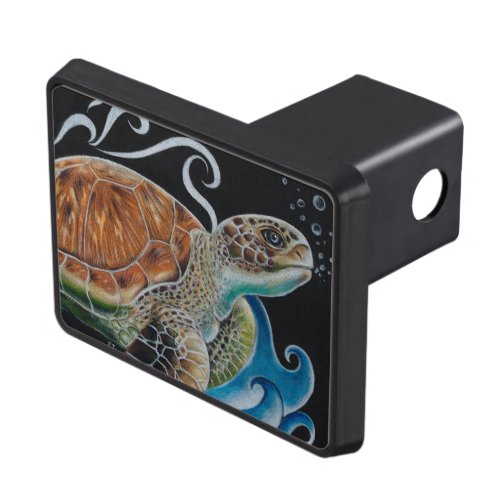 Sea Turtle Bubbles Wave Art Hitch Cover