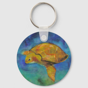 Sea Turtle by Paula Atwell Keychain