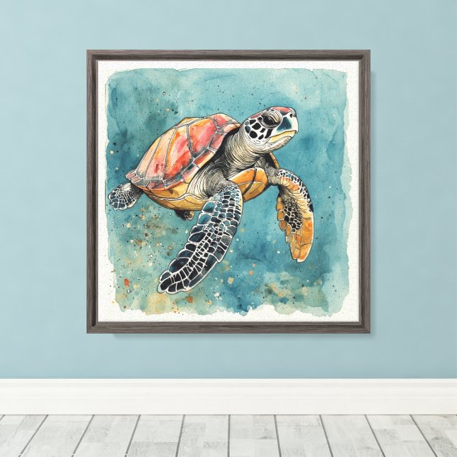 Sea Turtle Canvas Print (Insitu(Wood Floor))