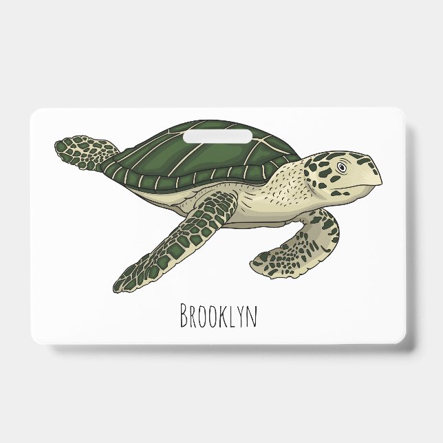Sea turtle cartoon illustration  badge (Front)