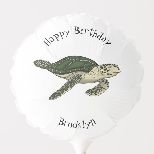 Sea turtle cartoon illustration balloon (Front)