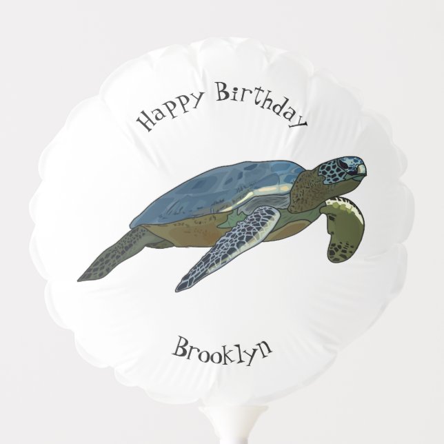 Sea turtle cartoon illustration balloon (Front)