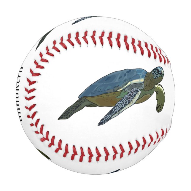 Sea turtle cartoon illustration baseball (Front Left)