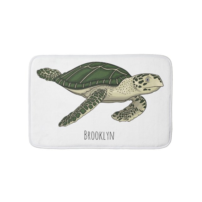 Sea turtle cartoon illustration  bath mat (Front)