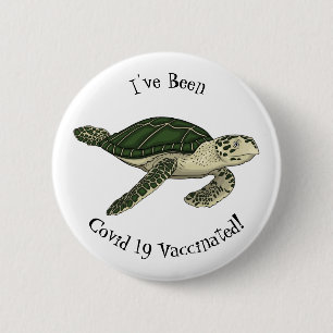 Sea turtle cartoon illustration button