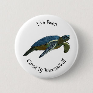 Sea turtle cartoon illustration button