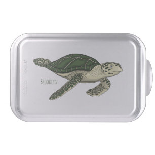 Sea turtle cartoon illustration cake pan