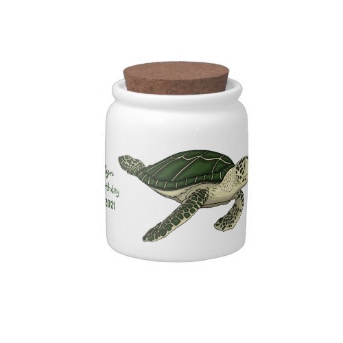Sea turtle cartoon illustration candy jar