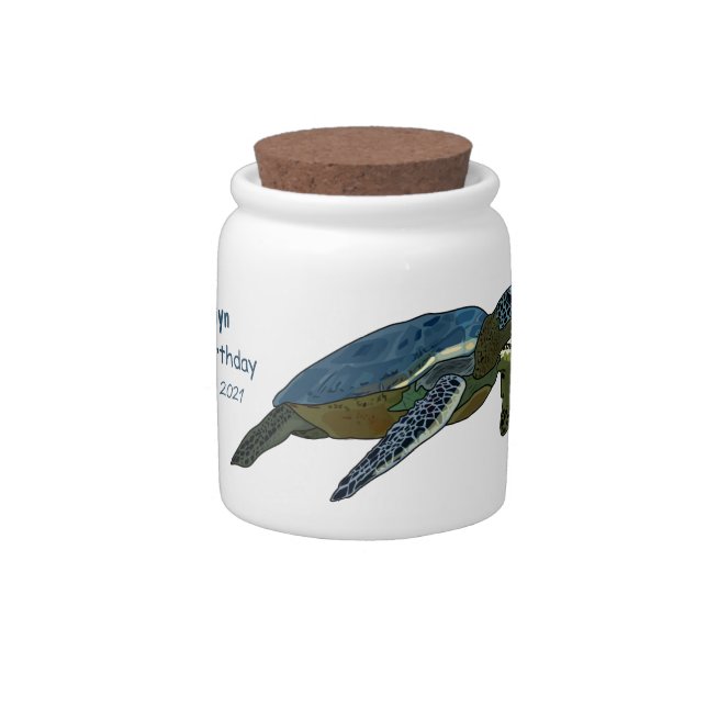 Sea turtle cartoon illustration candy jar (Right)