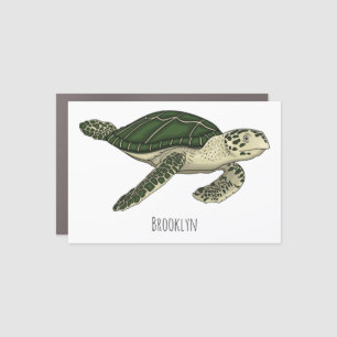 Sea turtle cartoon illustration car magnet