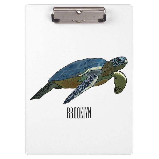Sea turtle cartoon illustration clipboard (Front)