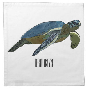 Sea turtle cartoon illustration cloth napkin