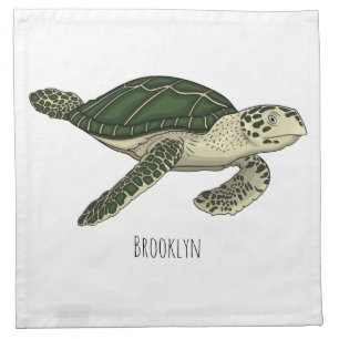 Sea turtle cartoon illustration cloth napkin