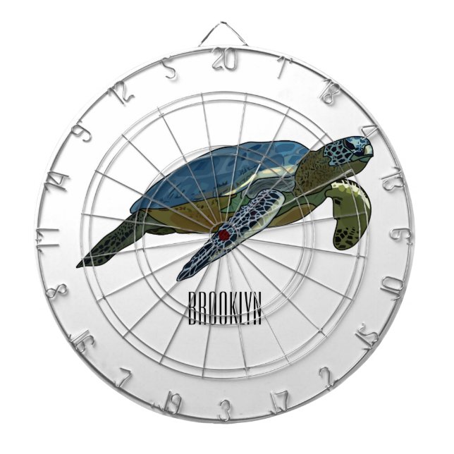 Sea turtle cartoon illustration dart board (Front)