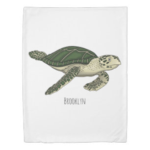 Sea turtle cartoon illustration duvet cover