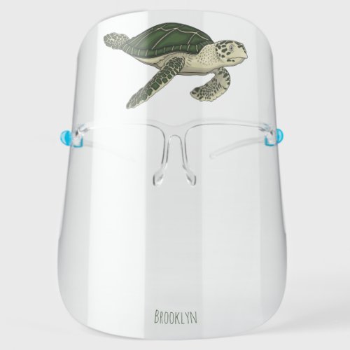 Sea turtle cartoon illustration face shield