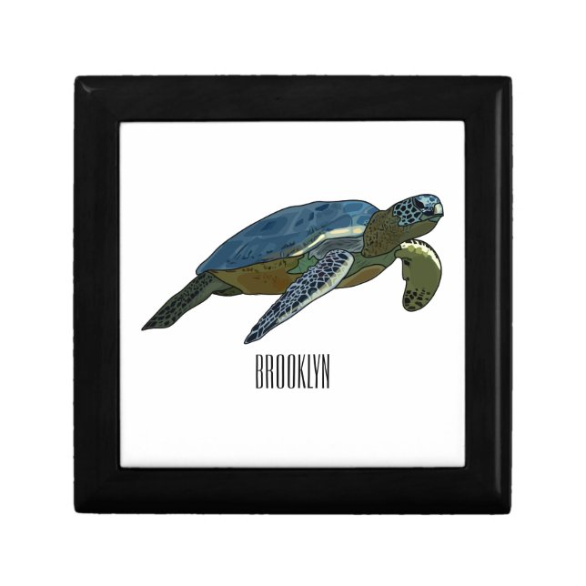 Sea turtle cartoon illustration gift box (Front)