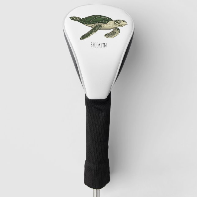 Sea turtle cartoon illustration  golf head cover (Front)