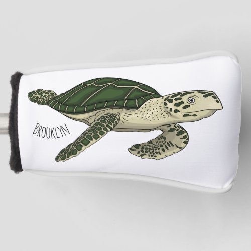Sea turtle cartoon illustration  golf head cover