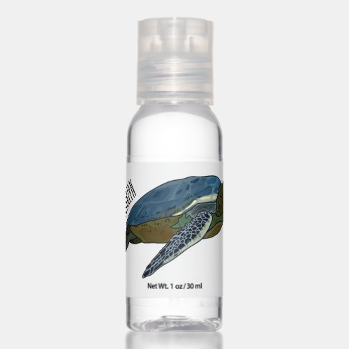 Sea turtle cartoon illustration  hand sanitizer