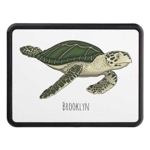 Sea turtle cartoon illustration  hitch cover