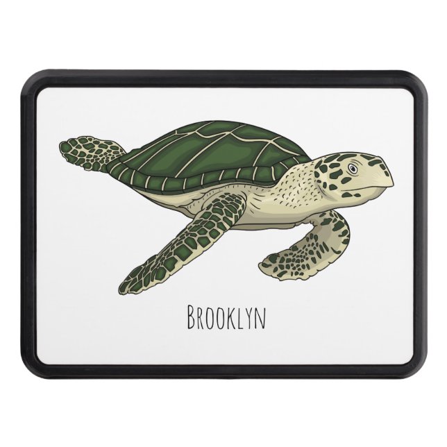 Sea turtle cartoon illustration  hitch cover (Front)