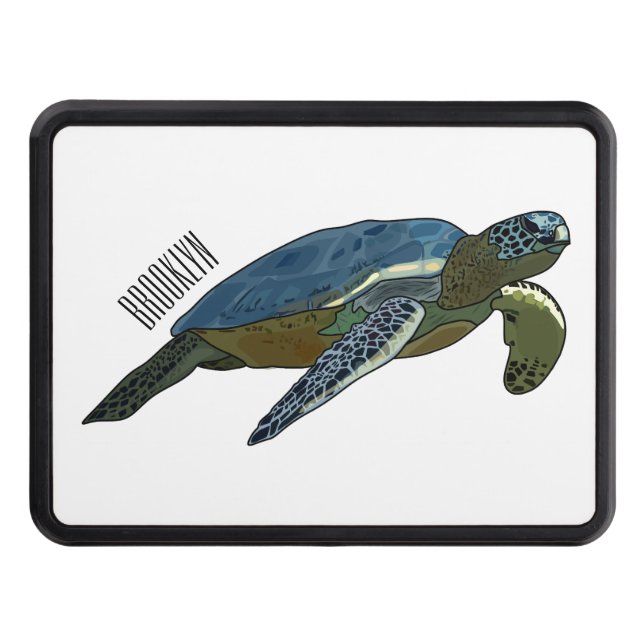 Sea turtle cartoon illustration hitch cover (Front)