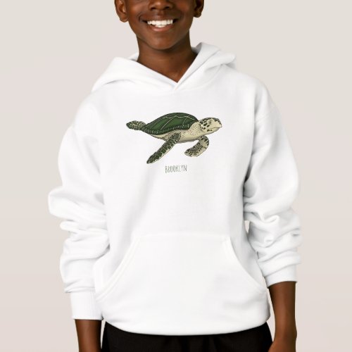 Sea turtle cartoon illustration hoodie