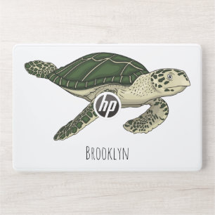 Sea turtle cartoon illustration HP laptop skin