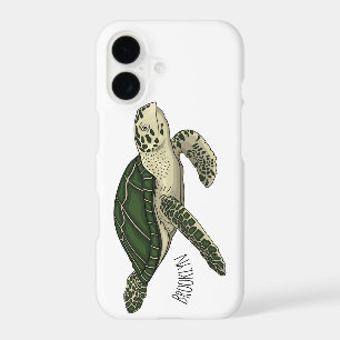 Sea turtle cartoon illustration iPhone 17 case