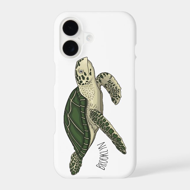 Sea turtle cartoon illustration  iphone case (Back)