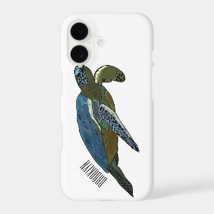 Sea turtle cartoon illustration iPhone 17 case
