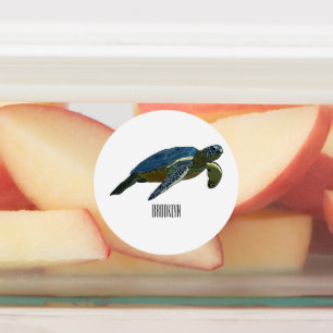 Sea turtle cartoon illustration labels