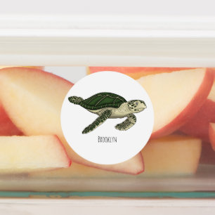 Sea turtle cartoon illustration labels